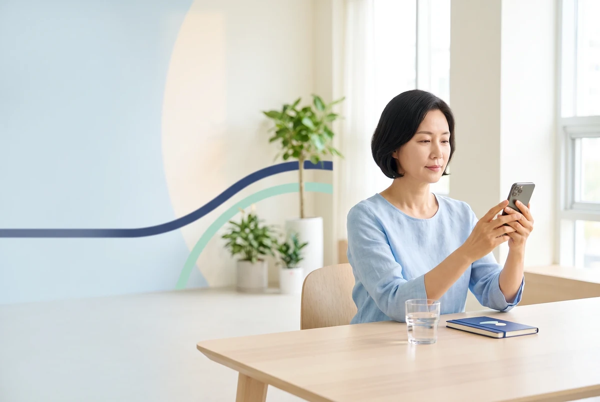 거북목과 자세 회복 상담을 표현한 의료 시각 이미지