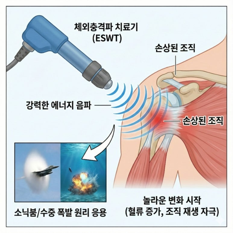 충격파의 원리: 강력한 에너지 음파가 손상된 조직 깊숙이 도달합니다
